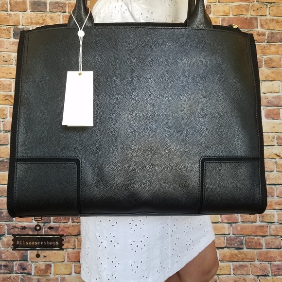 Tory burch ella canvas leather tote black bag - Picture 7 of 8